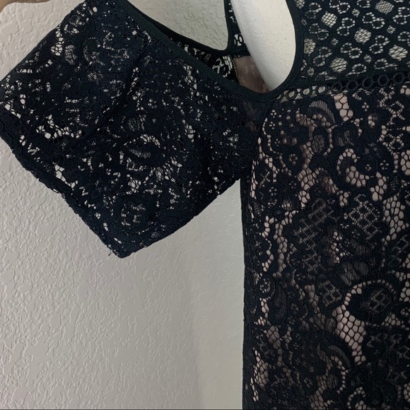 LOFT Lace Cold Shoulder Crew Neckline Dress Size 4 - Picture 7 of 14